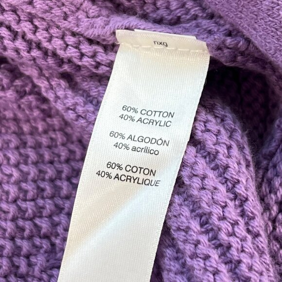 Chico's Cardigan Size 0 Small Mixed Stitch Sweater Cozy Purple Chevron Layering - Picture 10 of 10